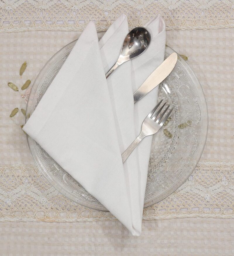 Glus Cotton Dinner Table Napkins 45 X 45 Cm(White, 6) - Image 3
