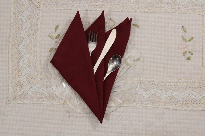 Glus Cotton Dining Table Napkins Set of 12 (Maroon, 12) - Image 5